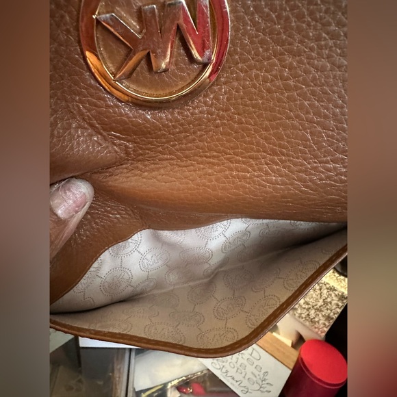 GUC Michaels Kors Fulton Brown Leather Flap CONTINENTAL Wallet - Picture 11 of 12